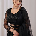 Glamorous Black Net Designer Lehenga Choli with Sequin Embroidery Work and Dupatta for Women