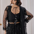 Glamorous Black Net Designer Lehenga Choli with Sequin Embroidery Work and Dupatta for Women