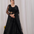Glamorous Black Net Designer Lehenga Choli with Sequin Embroidery Work and Dupatta for Women