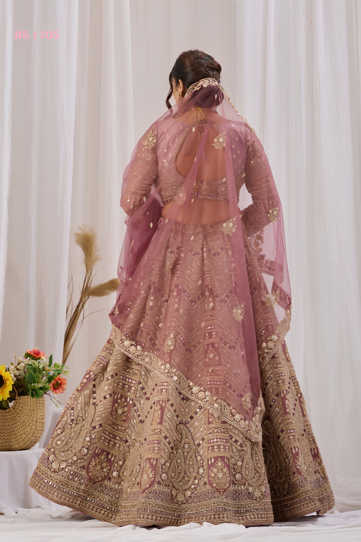 Opulent Mauve Net Designer Lehenga Choli with Heavy Embroidery Work and Dupatta