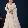 Elegant Ivory White Net Designer Lehenga Choli with Heavy Embroidery Work and Dupatta