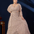 Luxurious Beige Net Designer Lehenga Choli with Heavy Embroidery Work and Dupatta for Women
