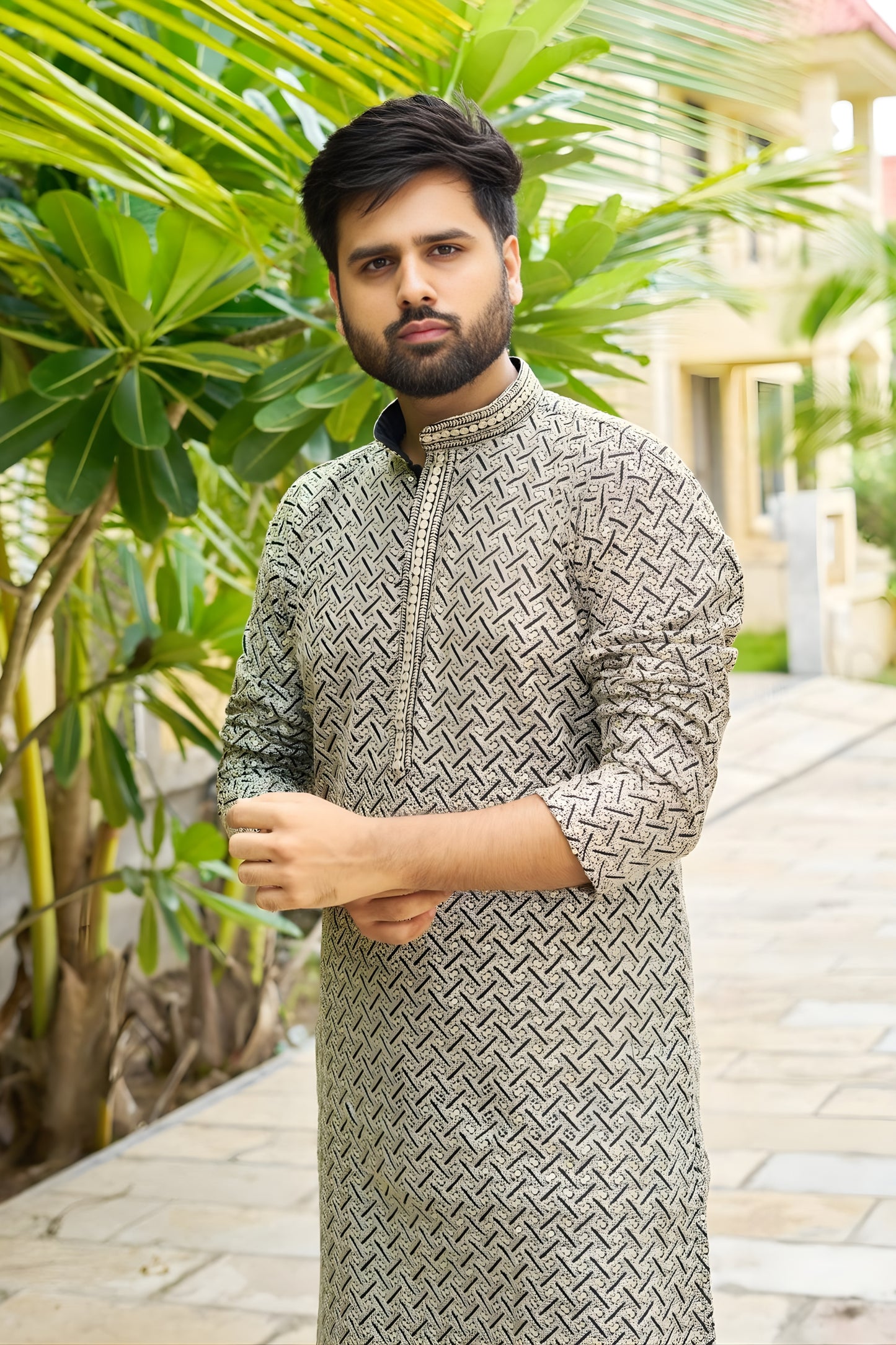 Premium Black Rayon Embroidery Designer Kurta Pyjama Set for Men for Wedding