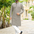 Premium Black Rayon Embroidery Designer Kurta Pyjama Set for Men for Wedding