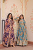 Exquisite Teal Blue Russian Silk Digital Printed Festival Wear Gown with Dupatta