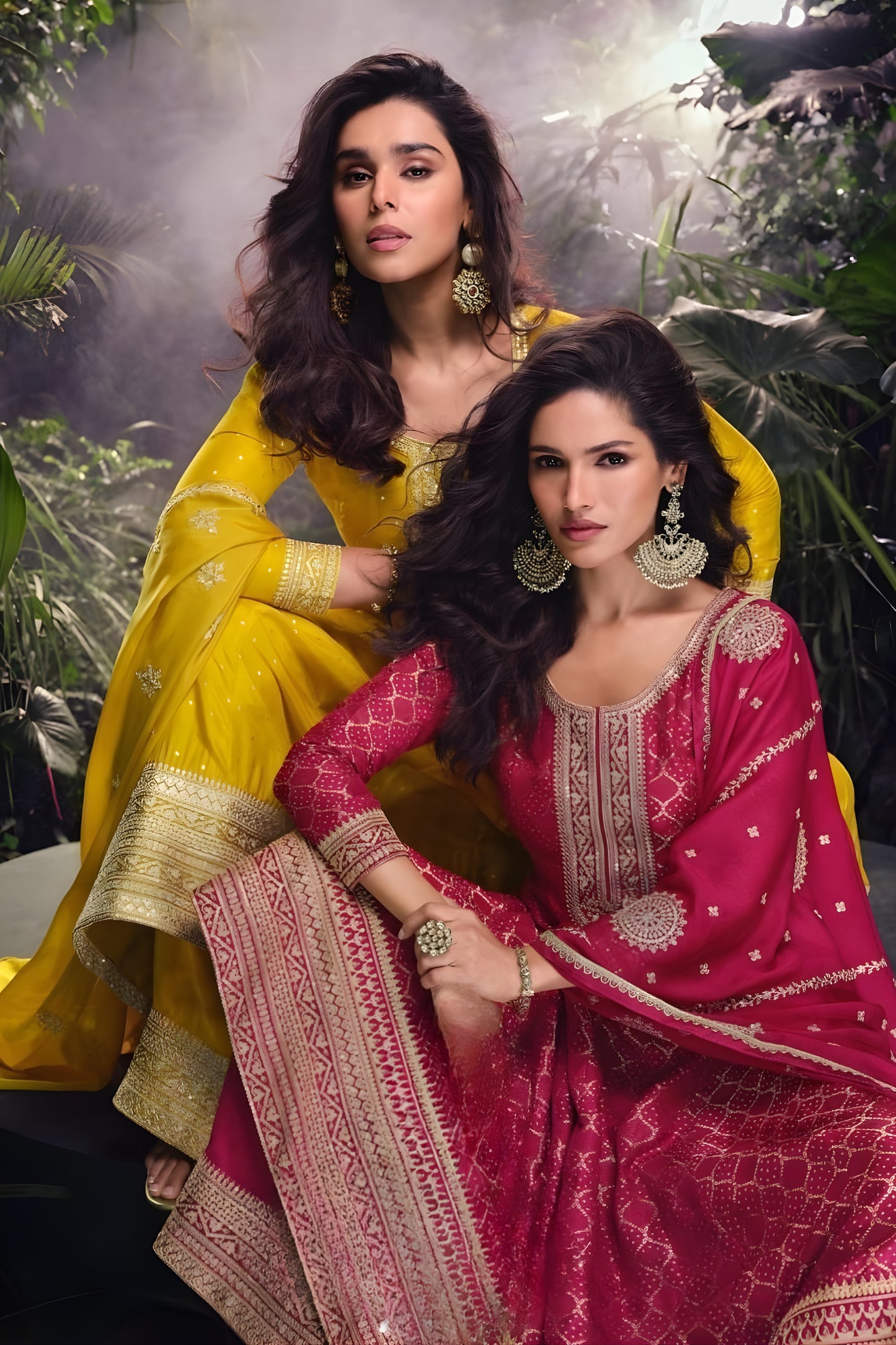 Elegant Mustard Yellow Viscose Jacquard Embroidered Designer Palazzo Suit with Dupatta for Wedding