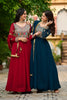 Majestic Teal Blue Faux Georgette Designer Gown with Multi Thread Work and Dupatta