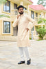 Stylish Cream Rayon Embroidery Designer Kurta Pyjama Set for Men for Wedding