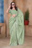 Olive Green Sequin Embroidered Gold Crush Saree with Designer Blouse