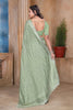 Olive Green Sequin Embroidered Gold Crush Saree with Designer Blouse