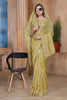 Mustard Yellow Sequin Embroidered Gold Crush Saree with Designer Blouse
