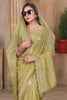Mustard Yellow Sequin Embroidered Gold Crush Saree with Designer Blouse