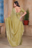 Mustard Yellow Sequin Embroidered Gold Crush Saree with Designer Blouse