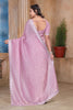 Rose Pink Sequin Embroidered Gold Crush Saree with Designer Blouse
