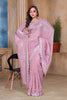 Rose Pink Sequin Embroidered Gold Crush Saree with Designer Blouse