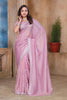 Rose Pink Sequin Embroidered Gold Crush Saree with Designer Blouse