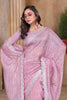 Rose Pink Sequin Embroidered Gold Crush Saree with Designer Blouse