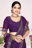 Purple Georgette Saree Golden Embroidery Border Designer Blouse