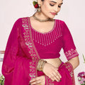 Rani Pink Georgette Saree Golden Embroidery Border Designer Blouse