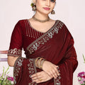 Maroon Georgette Embroidered Saree with Designer Blouse
