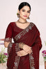 Maroon Georgette Embroidered Saree with Designer Blouse