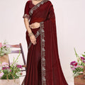 Maroon Georgette Embroidered Saree with Designer Blouse