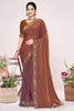  Copper Brown Silk Blend Embroidered Saree with Designer Blouse 