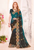 Designer Green and Black Embroidered Silk Saree Border