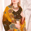Designer Mustard Yellow and Olive Green Silk Saree  Weddings Parties