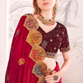 Designer Wine Red and Maroon Silk Saree Blouse Piece for Weddings Parties