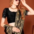 Elegant Black Silk Saree Designer Border Wedding Party Wear Saree