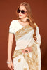 Elegant White Silk Saree Designer Border Wedding, Party & Festive Wear