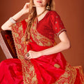 Designer Red Silk Saree Heavy Border Wedding Party Wear Saree