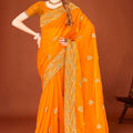 Designer Orange Silk Saree For Wedding and Party Wear
