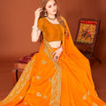 Designer Orange Silk Saree For Wedding and Party Wear
