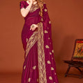 Designer Maroon Silk Saree for Wedding and Party Wear