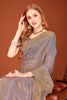 Elegant Grey Organza Saree Party Wear Wedding Saree