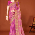 Designer Purple Organza Saree  Wedding Party Wear Saree