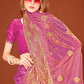 Designer Purple Organza Saree  Wedding Party Wear Saree