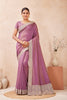 Dusty Lavender Embroidered Silk Saree with Zari Border Matching Blouse
