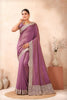 Dusty Lavender Embroidered Silk Saree with Zari Border Matching Blouse
