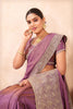 Dusty Lavender Embroidered Silk Saree with Zari Border Matching Blouse