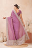 Dusty Lavender Embroidered Silk Saree with Zari Border Matching Blouse