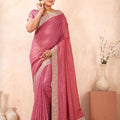 Pink Embroidered Silk Saree with Heavy Zari Border Blouse