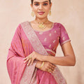 Pink Embroidered Silk Saree with Heavy Zari Border Blouse
