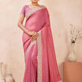 Pink Embroidered Silk Saree with Heavy Zari Border Blouse