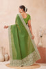 Green Embroidered Silk Saree with Zari Border Blouse
