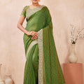 Green Embroidered Silk Saree with Zari Border Blouse