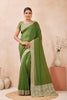 Green Embroidered Silk Saree with Zari Border Blouse