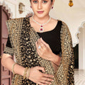 Black Georgette Saree Heavy Gold Embroidery Designer Party Wear Saree